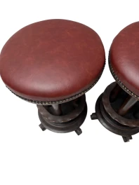 Six Art Deco Amsterdamse School Stools with Leather Tops, 1920s